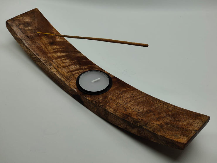 MANGO WOOD TEA LIGHT AND INCENSE STICK HOLDER - {{ ecool-designs }}