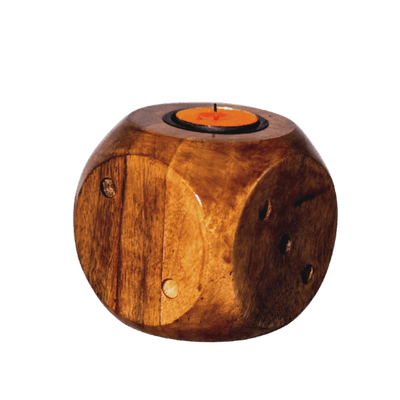 BABY MANGO WOOD DICE TEA LIGHT HOLDER - {{ ecool-designs }}