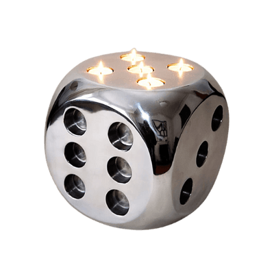 LARGE RECYCLED ALUMINIUM DICE TEA LIGHT HOLDER - {{ ecool-designs }}